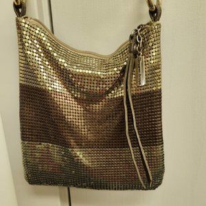 Whiting & Davis Mesh Slouch Handbag Crossbody Shoulder Bag Leather Strap